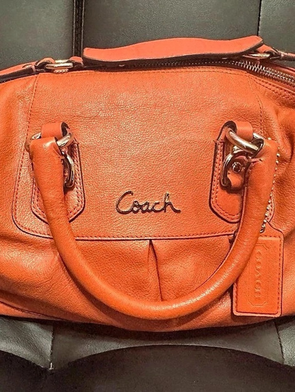 Coach Ashley Leather Satchel in Orange